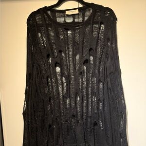 Salt Murphy Mens Distressed Top (Set): NORTH ENGINEERED LADDERED KNIT BLACK